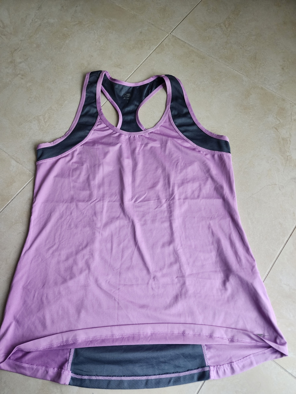 Lavender Racerback Muscle Tee with Black Mesh Panels